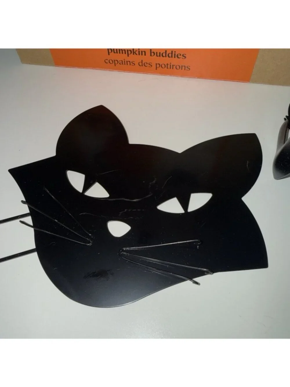 Pier 1 Imports Pumpkin Buddies Black Cat Metal Halloween Jack O'Lantern Stand